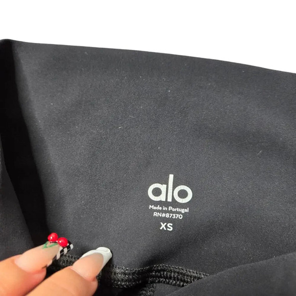 Alo High Waisted Ripped Warrior Black Legging - Picture 6 of 7